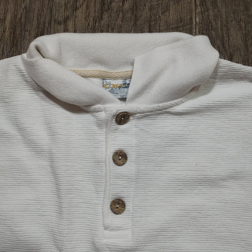 OP Sport Men's Classic White Textured Henley Short Sleeve Shirt Size XL